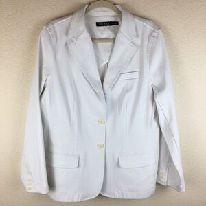Lauren Ralph Lauren Women's White 3 Pocket Blazer Jacket Size 14 NWOT